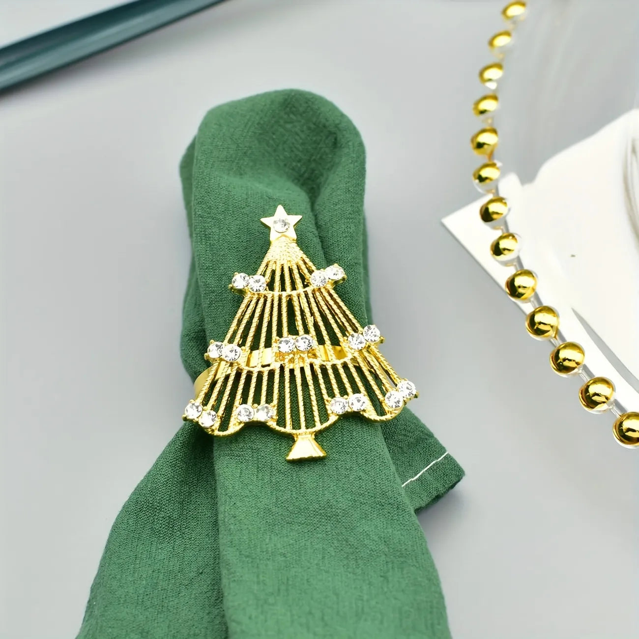 NAPKIN RINGS GOLD CHRISTMAS TREE (6pcs)