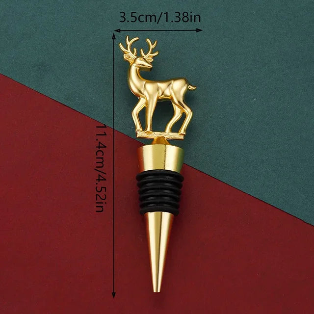 CHRISTMAS BOTTLE STOPPER (Gold Reindeer)