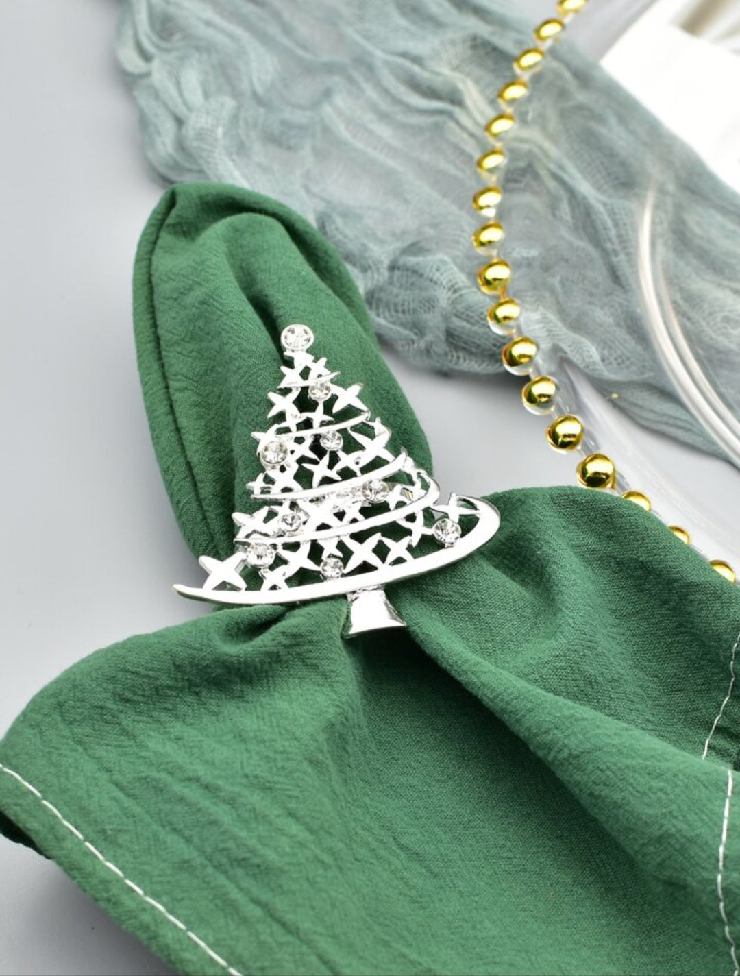NAPKIN RINGS SILVER CHRISTMAS TREE (6pcs)