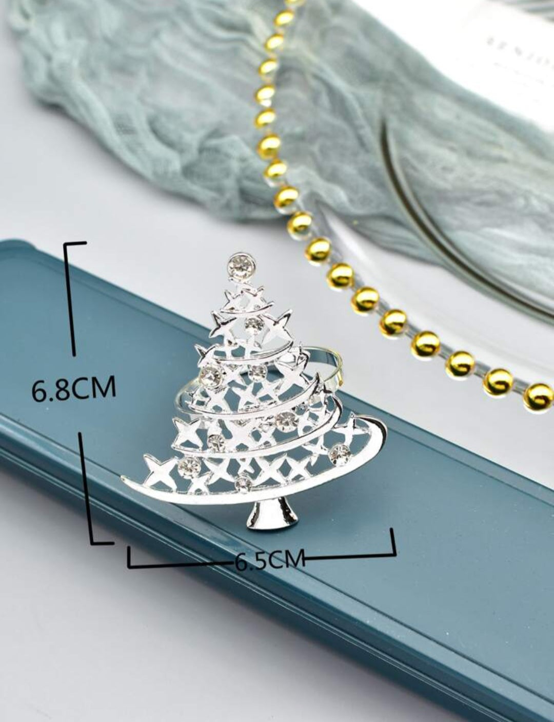 NAPKIN RINGS SILVER CHRISTMAS TREE (6pcs)