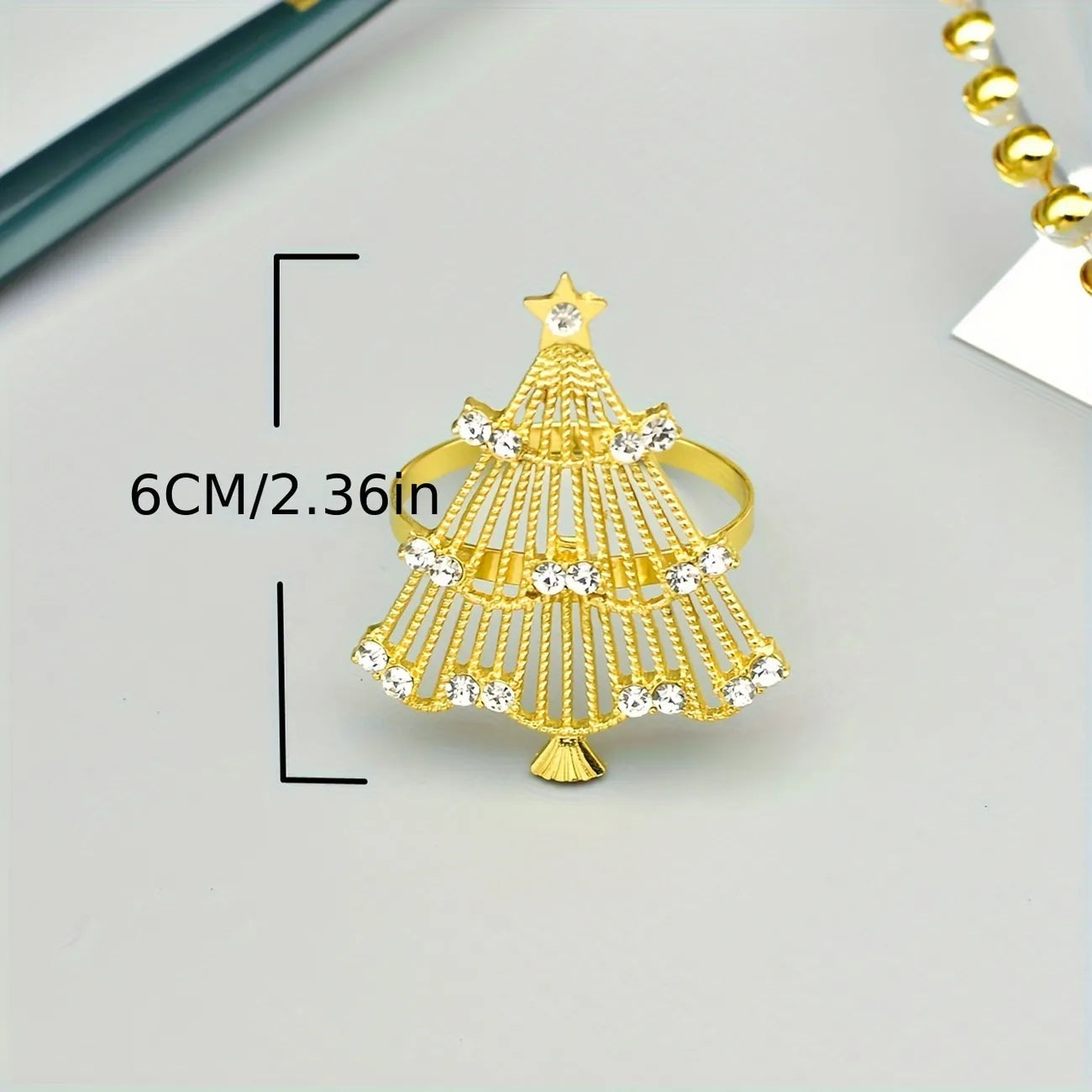 NAPKIN RINGS GOLD CHRISTMAS TREE (6pcs)