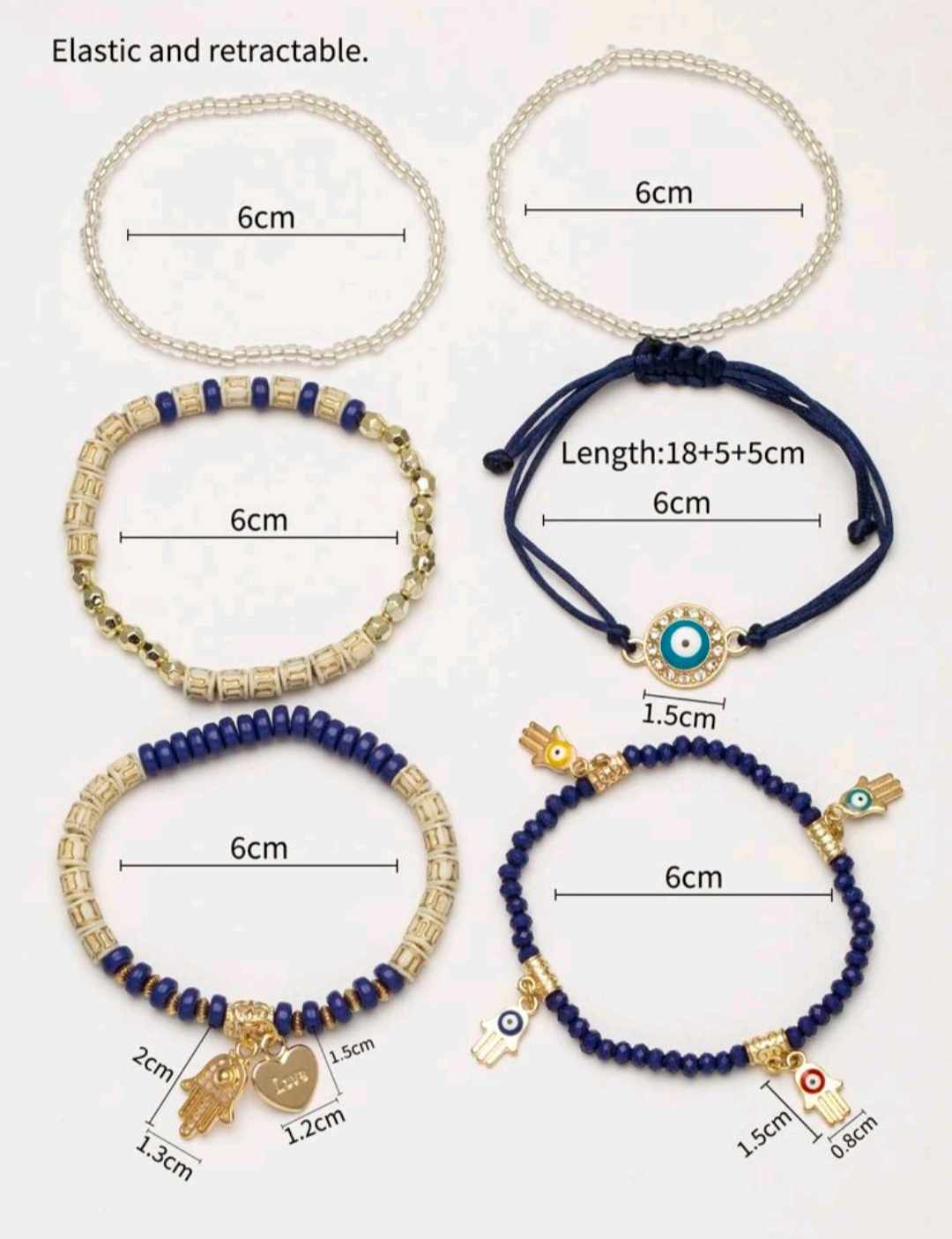 HAMSA BRACELETS (Blue & Gold)