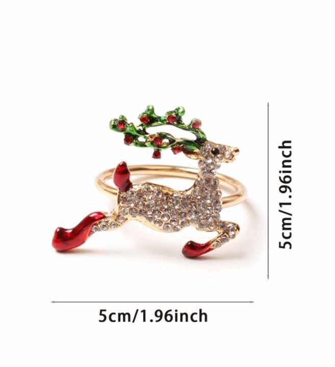 CHRISTMAS NAPKIN RINGS ZIRCON REINDEER (6pcs)