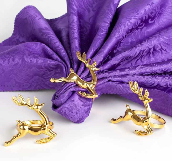CHRISTMAS NAPKIN RINGS GOLD REINDEER (6pcs)