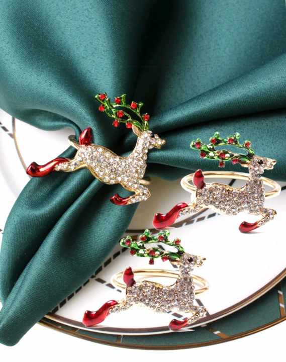 CHRISTMAS NAPKIN RINGS ZIRCON REINDEER (6pcs)