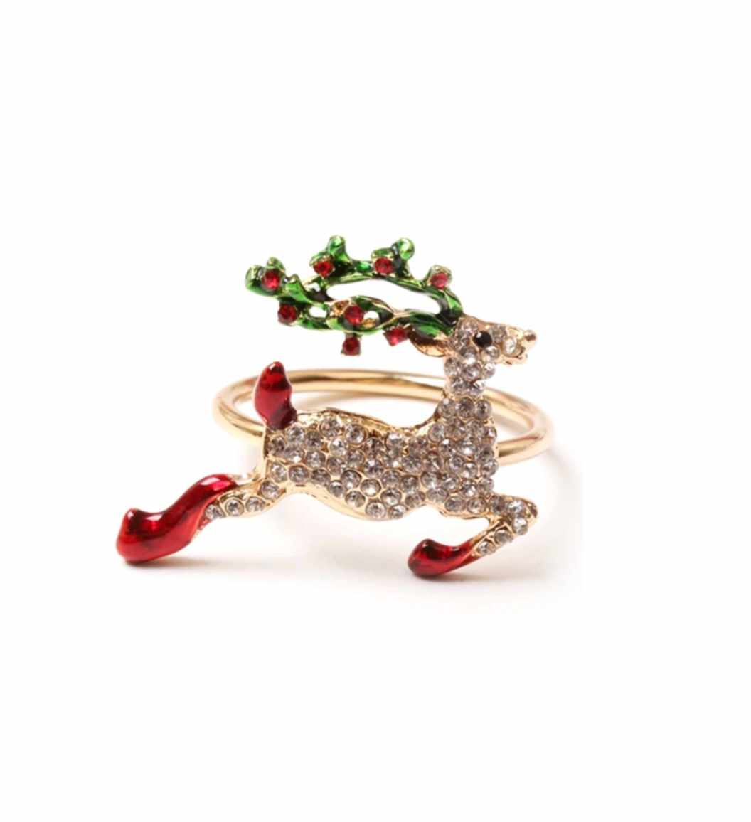CHRISTMAS NAPKIN RINGS ZIRCON REINDEER (6pcs)