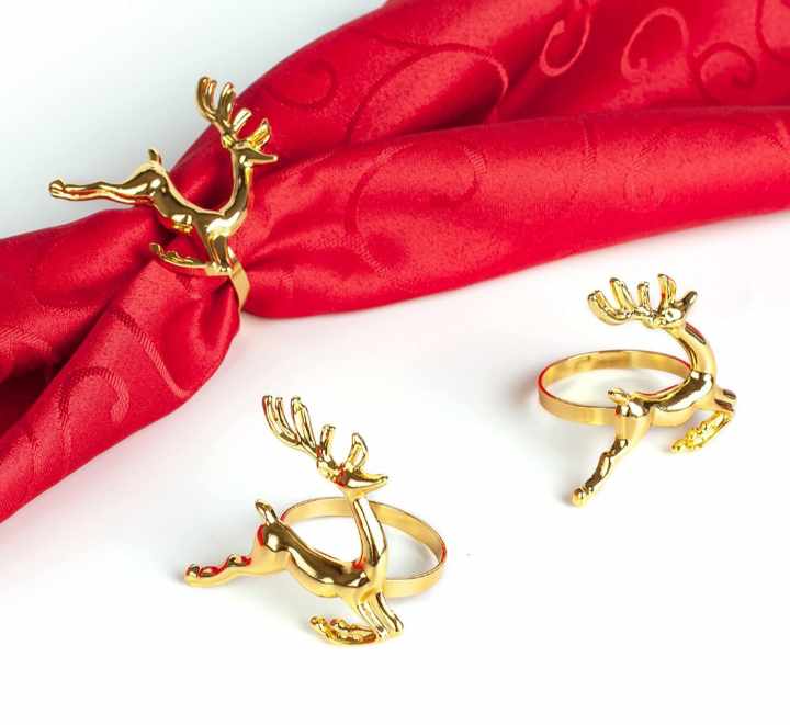 CHRISTMAS NAPKIN RINGS GOLD REINDEER (6pcs)