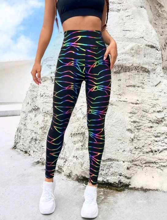 YOGA SPORT STRETCH LEGGINGS (Black Rainbow)