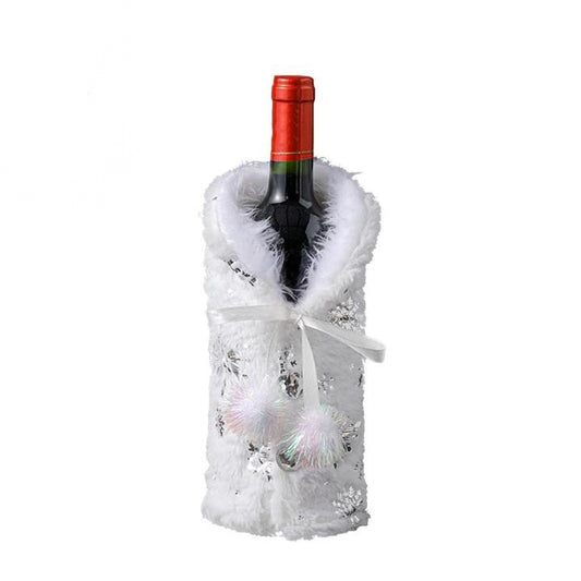 CHRISTMAS BOTTLE COVER (White & Silver)