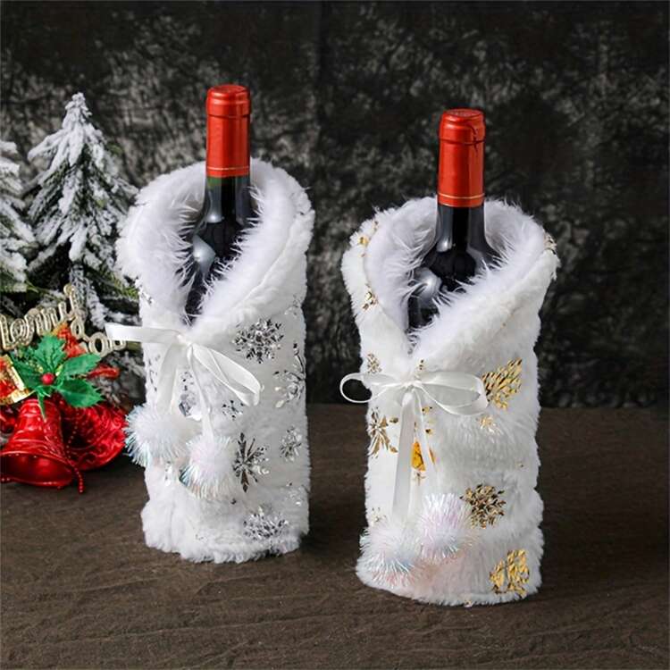 CHRISTMAS BOTTLE COVER (White & Gold)