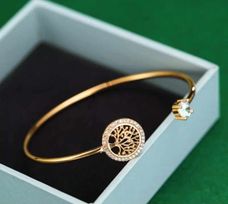 ZIRCONIA TREE OF LIFE CUFF BANGLE (gold)