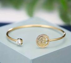 ZIRCONIA TREE OF LIFE CUFF BANGLE (gold)