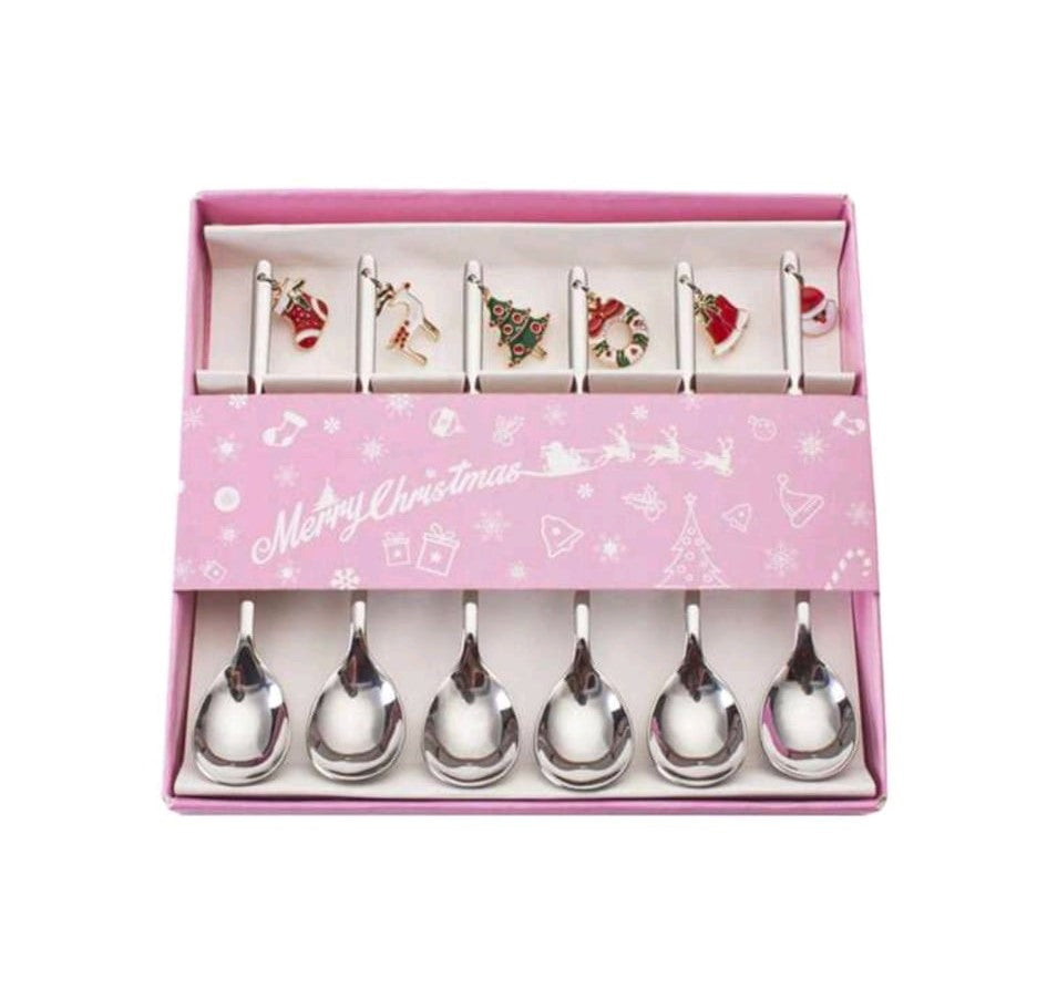 DECORATIVE SILVER TEA SPOONS CHRISTMAS (6 pieces)