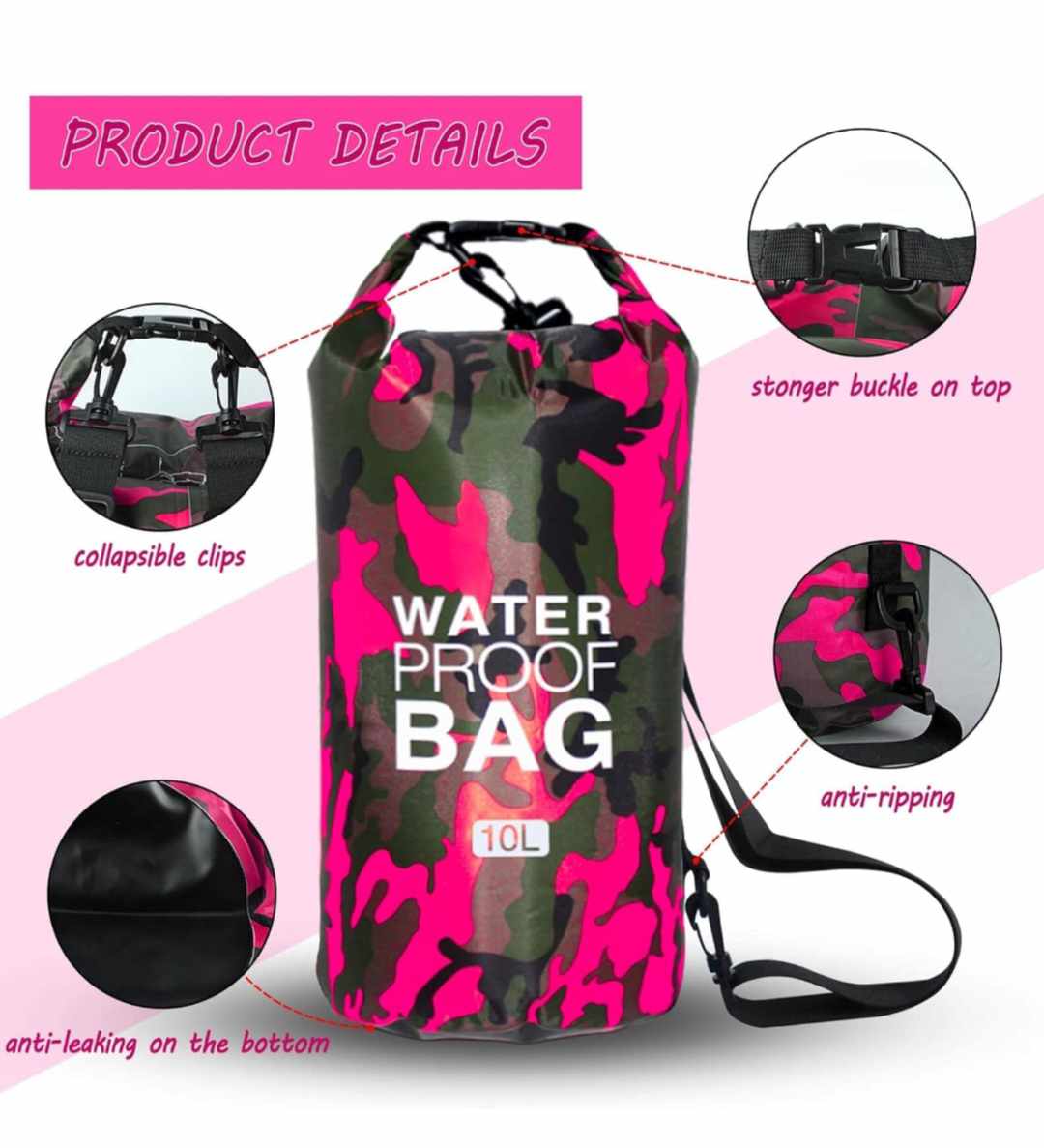 WATERPROOF DUFFEL BAG 10L (pink)