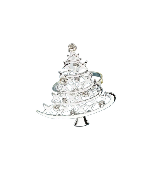 NAPKIN RINGS SILVER CHRISTMAS TREE (6pcs)