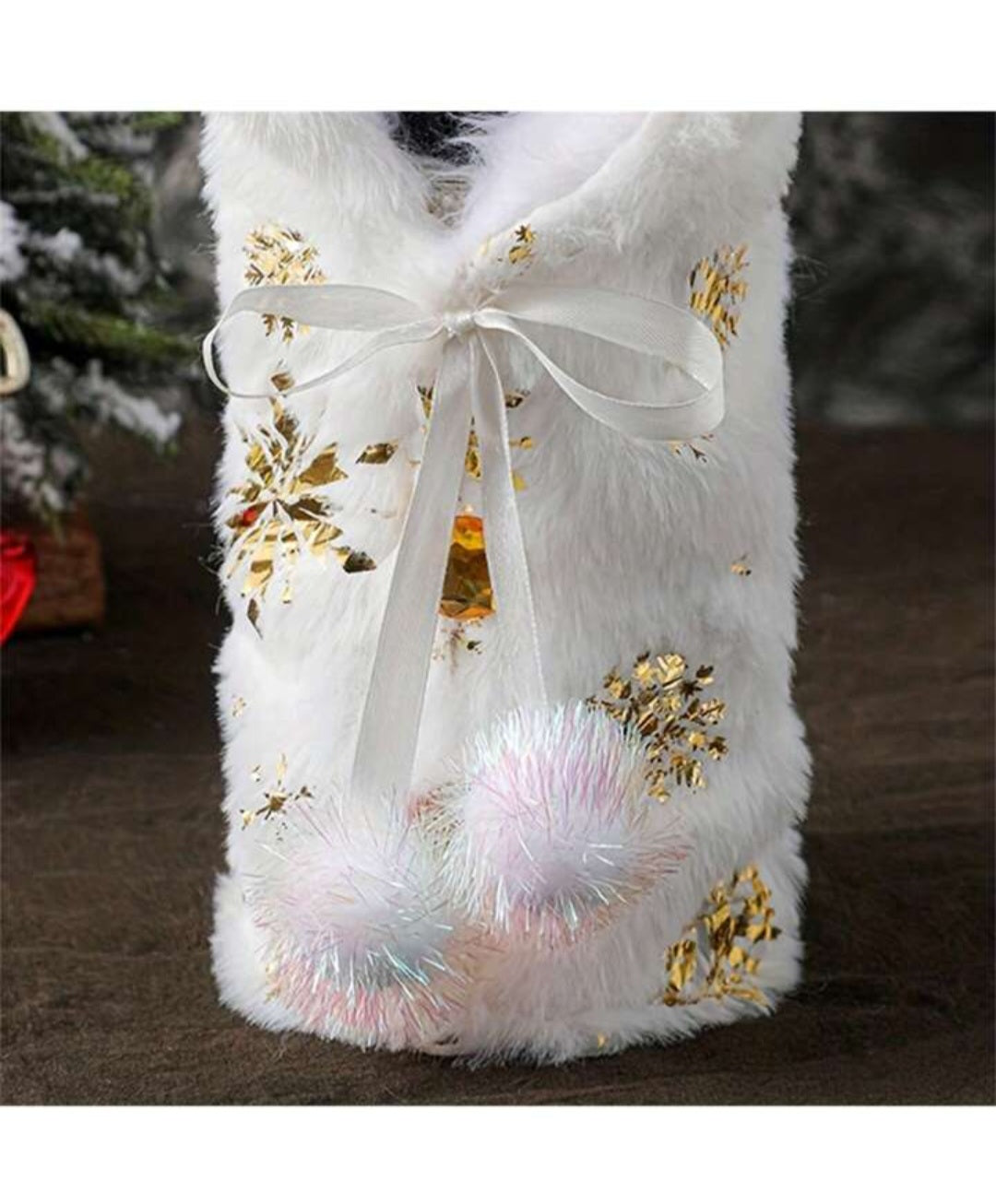 CHRISTMAS BOTTLE COVER (White & Gold)