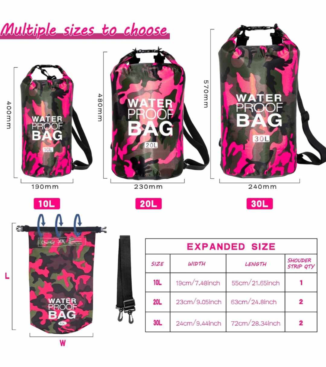 WATERPROOF DUFFEL BAG 10L (pink)