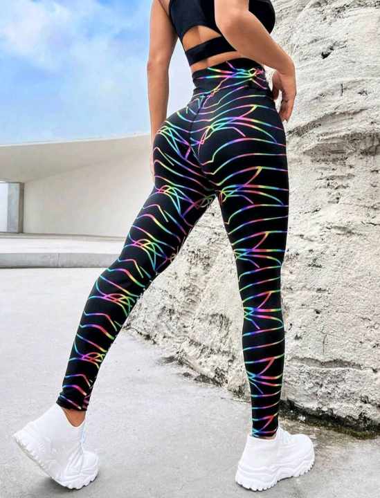 YOGA SPORT STRETCH LEGGINGS  (Black Rainbow)