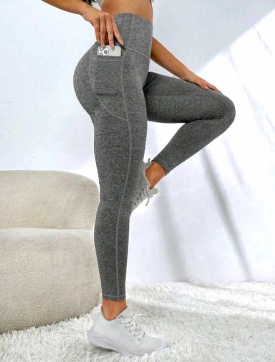 YOGA SPORT STRETCH LEGGINGS BIG SIZE (Grey)