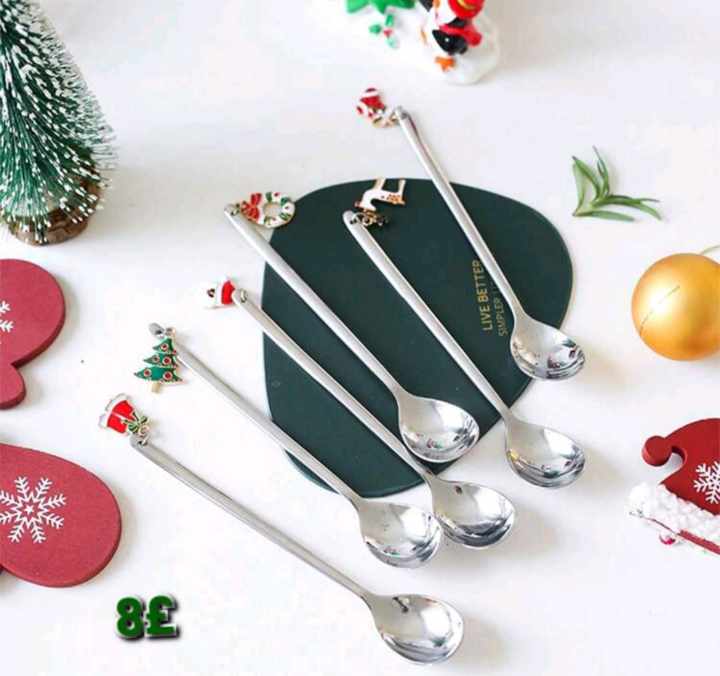 DECORATIVE SILVER TEA SPOONS CHRISTMAS (6 pieces)