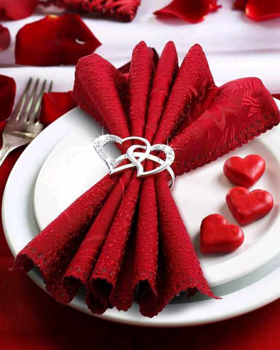 NAPKIN RINGS SILVER HEARTS (2pcs)