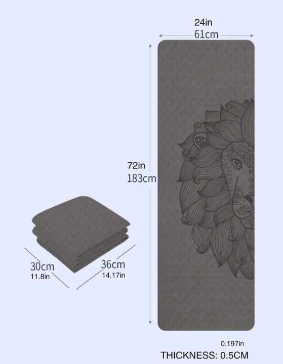 NON SLIP YOGA MAT (Grey Lion)