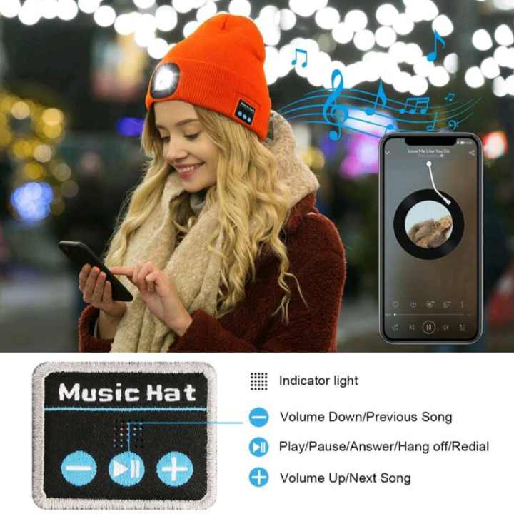 BLUETOOTH MUSIC LED LAMP HAT (black)