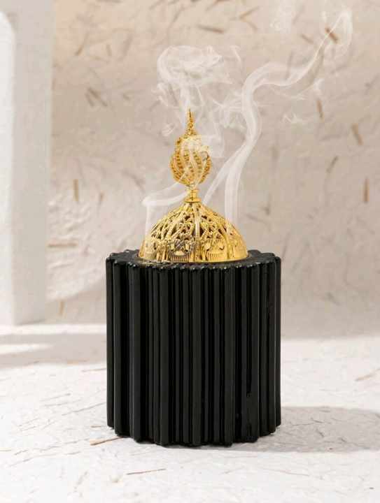 BLACK CERAMIC INCENSE BURNER