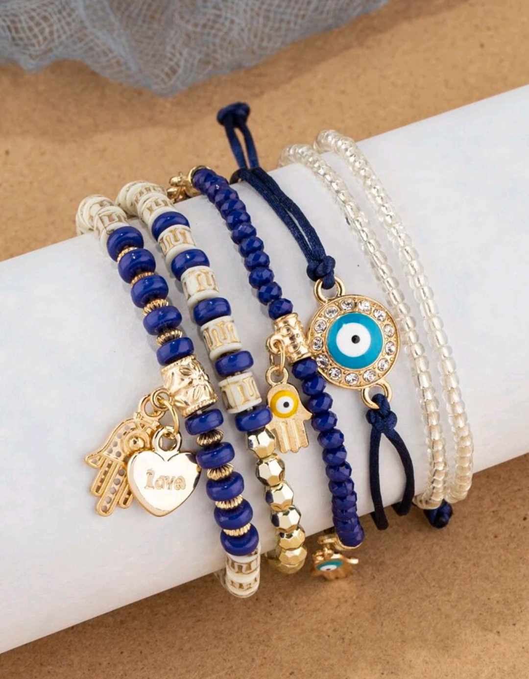 HAMSA BRACELETS (Blue & Gold)