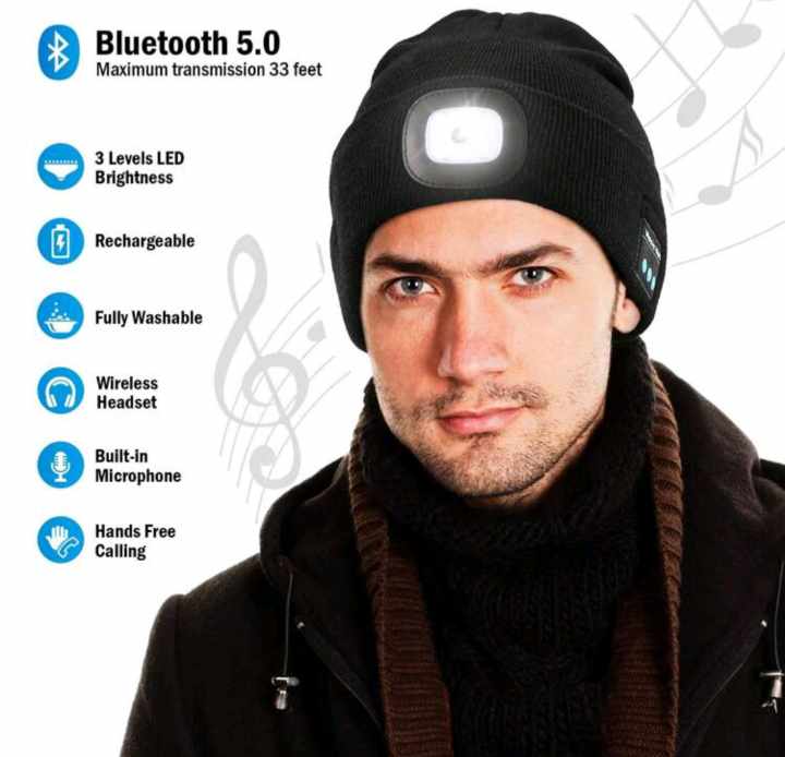 BLUETOOTH MUSIC LED LAMP HAT (black)