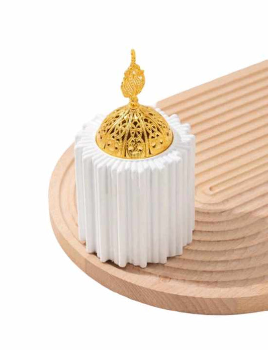 WHITE CERAMIC INCENSE BURNER