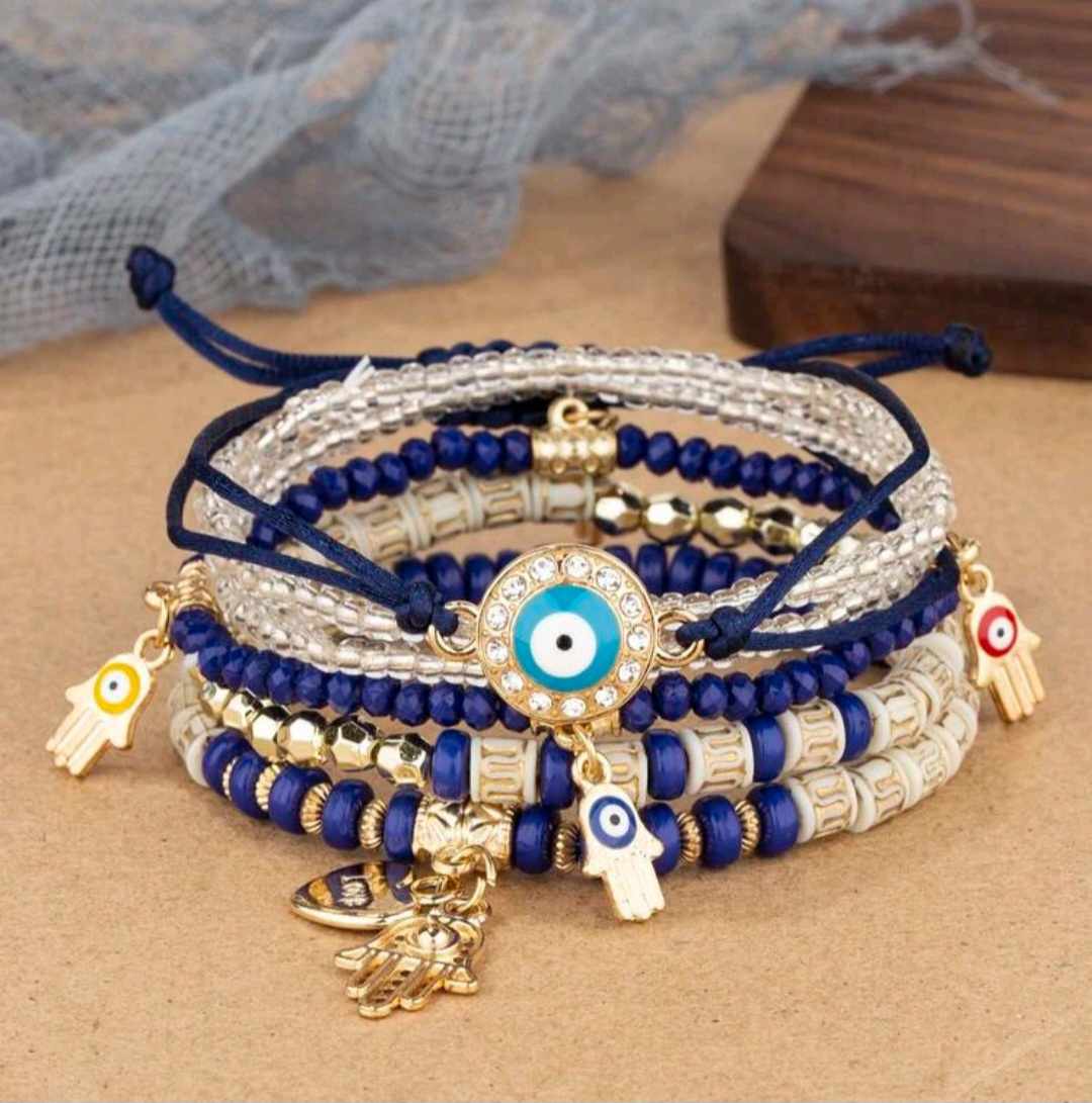 HAMSA BRACELETS (Blue & Gold)