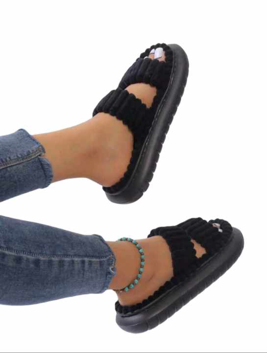 MATERNITY PRESSURE-FREE FLUFFY SLIPPERS (Black)