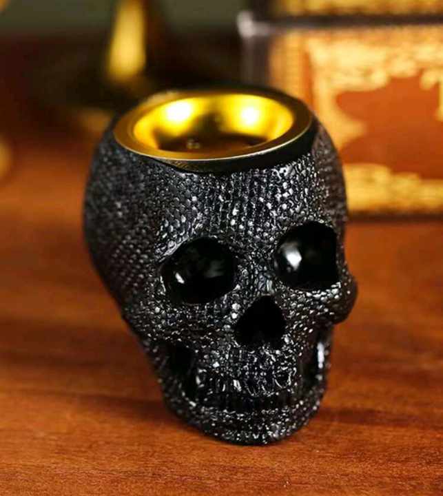 BLACK SKULL  INCENSE BURNER