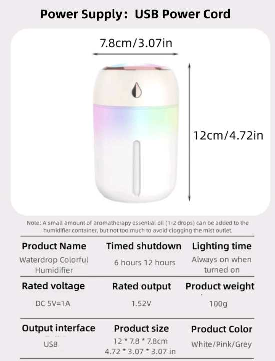 WHITE & RAINBOW AIR HUMIDIFIER