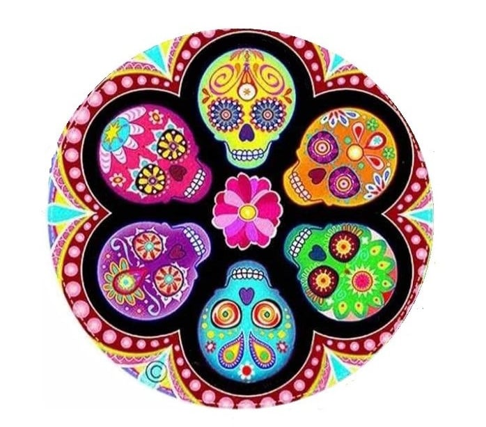 RAINBOW SKULL MEDITATION RUG (60cm)