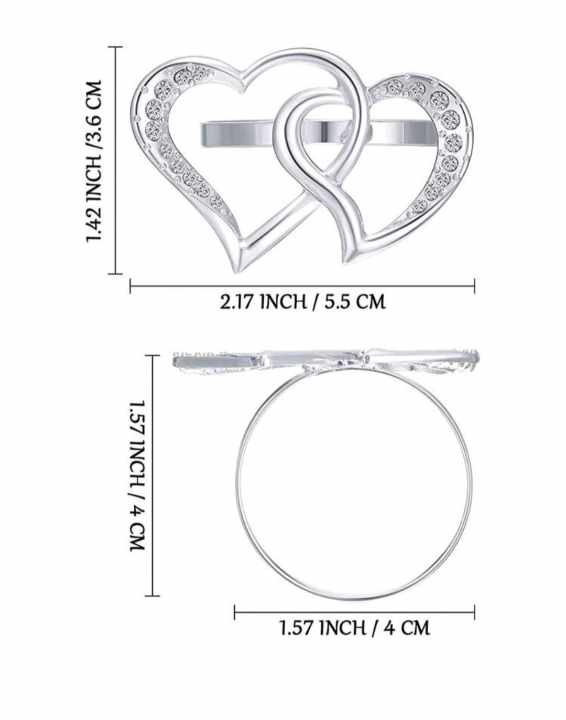 NAPKIN RINGS SILVER HEARTS (2pcs)