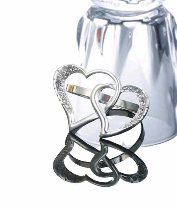 NAPKIN RINGS SILVER HEARTS (2pcs)